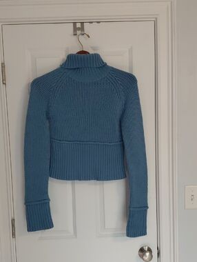 Vintage SO. Blue Turtleneck Ribbed Knit Sweater, Size L